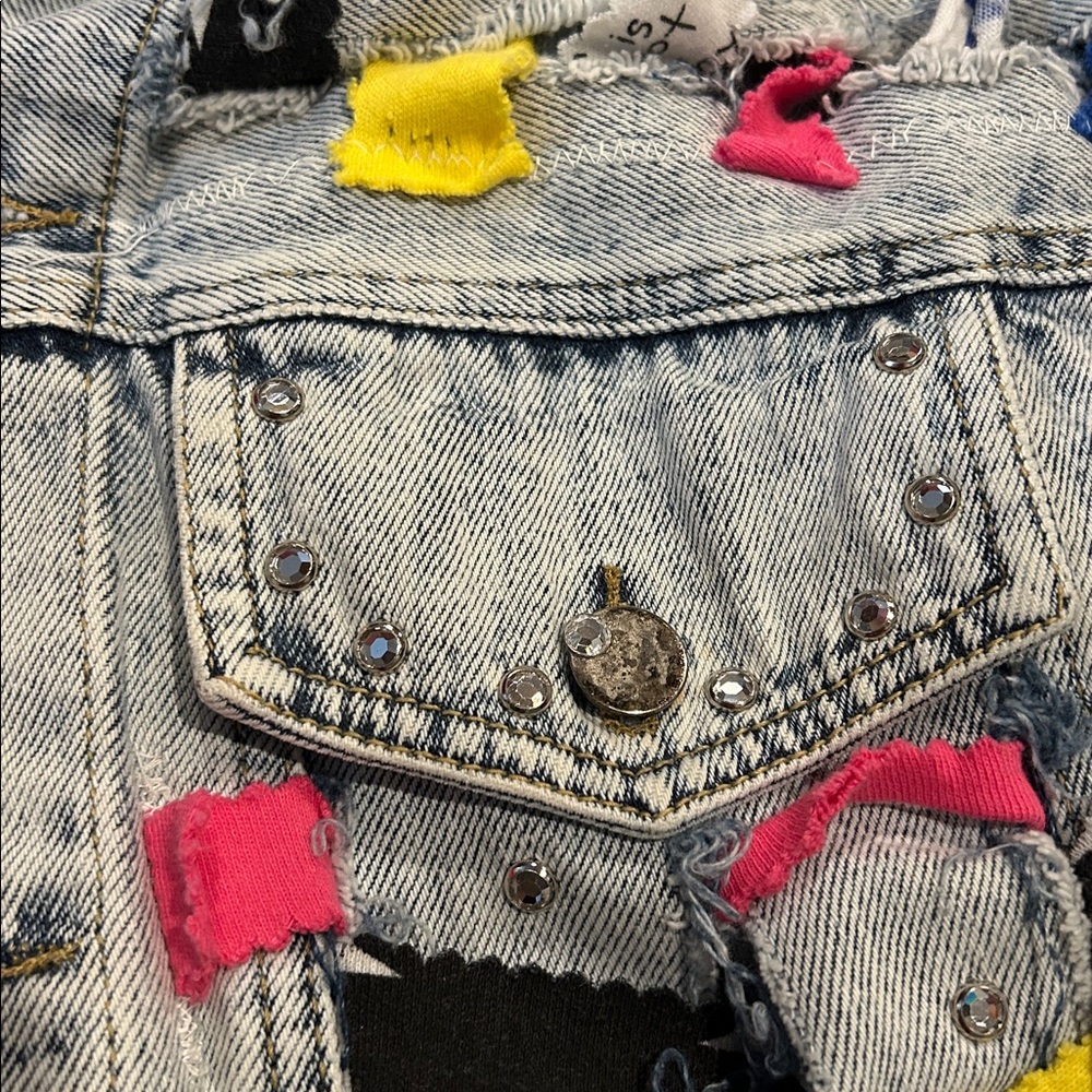 TAMARA MARIE Colorful Denim Jacket with Accents Sz Medium - 1 of a Kind - Picture 9 of 13